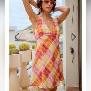 NWT VRG GRL Sun Seeker Bias Cut Mini Linen Dress